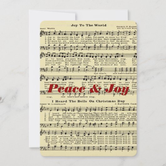 Carte de voeux pour la musique de Noël Peace & Joy (Devant)