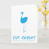 Carte de voeux pour la naissance : Flamingo bleu (Fleur jaune)