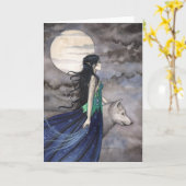 Carte de voeux pour la nuit du loup (Fleur jaune)