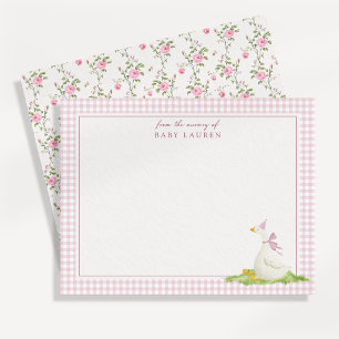 Carte de vœux pour la nurserie à carreaux roses Si