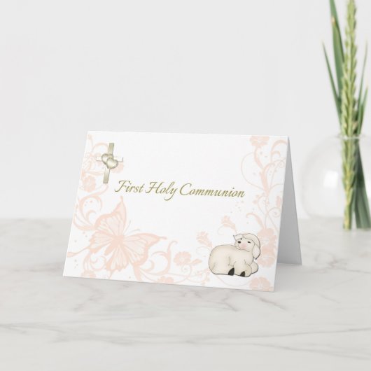 Carte de voeux pour la première communion Peach Ba (Devant)