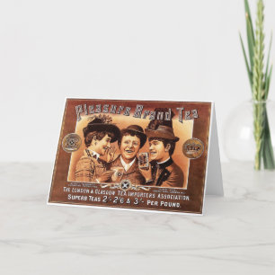Carte de voeux pour la publicité vintage du thé
