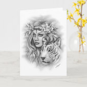 Carte de voeux pour la résistance des filles et de (Fleur jaune)