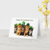 Carte de vœux pour la Saint-Patrick pour chats (Fleur jaune)