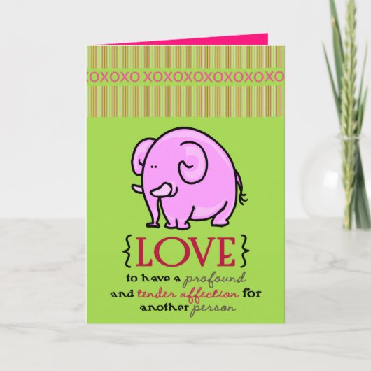Carte de voeux pour la Saint-Valentin Eléphant ros (Devant)