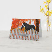 Carte de voeux pour l'amitié du chat et du cheval (Fleur jaune)