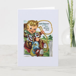 Carte de voeux pour l'anniversaire de Cowboy vinta