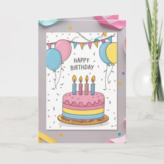 Carte de voeux pour l'anniversaire de Cute Pastel  (Devant)