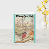 Carte de voeux pour l'anniversaire de deux oiseaux (Fleur jaune)