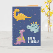 Carte de voeux pour l'anniversaire de Dinosaur (Fleur jaune)