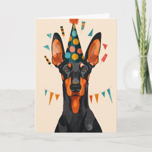 Carte de voeux pour l'anniversaire de Doberman (Devant)