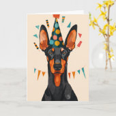 Carte de voeux pour l'anniversaire de Doberman (Fleur jaune)