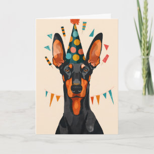Carte de voeux pour l'anniversaire de Doberman