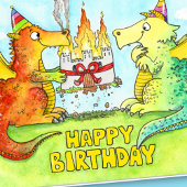 Carte de voeux pour l'anniversaire de Dragons par