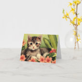 Carte de voeux pour l'anniversaire de Kitten vinta (Fleur jaune)
