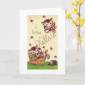 Carte de voeux pour l'anniversaire de Kitten vinta (Fleur jaune)