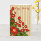 Carte de voeux pour l'anniversaire de la Flore rou (Fleur jaune)