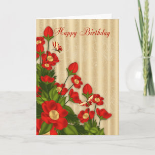 Carte de voeux pour l'anniversaire de la Flore rou