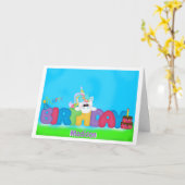 Carte de voeux pour l'anniversaire de la licorne (Fleur jaune)