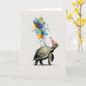 Carte de voeux pour l'anniversaire de la tortue (Fleur jaune)