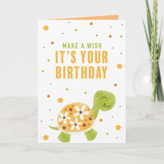 Carte de voeux pour l'anniversaire de la tortue or (Devant)