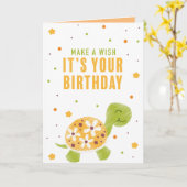 Carte de voeux pour l'anniversaire de la tortue or (Fleur jaune)
