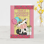 Carte de voeux pour l'anniversaire de la vache (Fleur jaune)