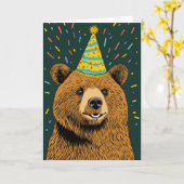 Carte de voeux pour l'anniversaire de l'ours festi (Fleur jaune)
