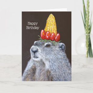 Carte de voeux pour l'anniversaire de marmotte