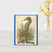 Carte de voeux pour l'anniversaire de Seahorse vin (Fleur jaune)