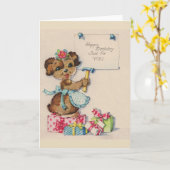 Carte de voeux pour l'anniversaire des chiots vint (Fleur jaune)