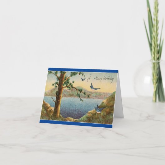 Carte de voeux pour l'anniversaire des oiseaux ble (Devant)