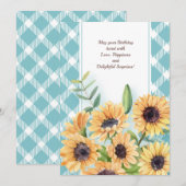 Carte de voeux pour l'anniversaire des tournesols (Devant / Derrière)
