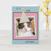 Carte de voeux pour l'anniversaire du chat (Fleur jaune)