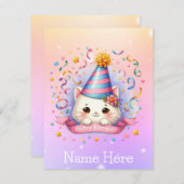 Carte de voeux pour l'anniversaire du chat Kitty C (Devant / Derrière)