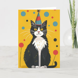 Carte de voeux pour l'anniversaire du chat noir et