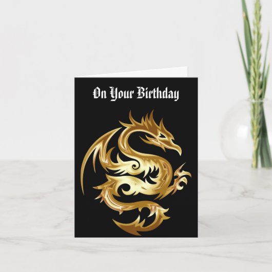 Carte de voeux pour l'anniversaire du dragon d'or (Devant)