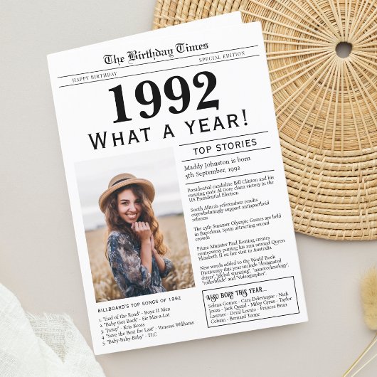 Carte de voeux pour l'anniversaire du journal 1992