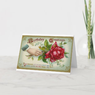Carte de voeux pour l'anniversaire du Rose victori