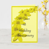 Carte de voeux pour le 1er anniversaire de mariage (Fleur jaune)