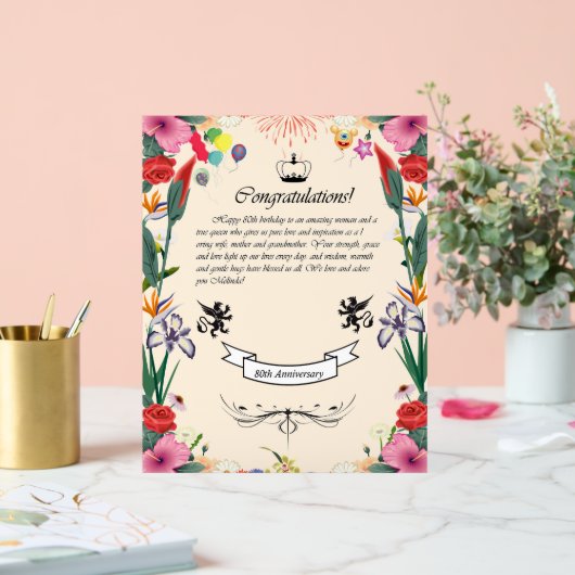 Carte de voeux pour le 80e anniversaire de Melinda (Mariage)