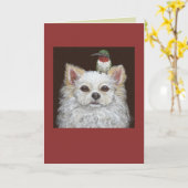 Carte de voeux pour le chihuahua aux cheveux longs (Fleur jaune)