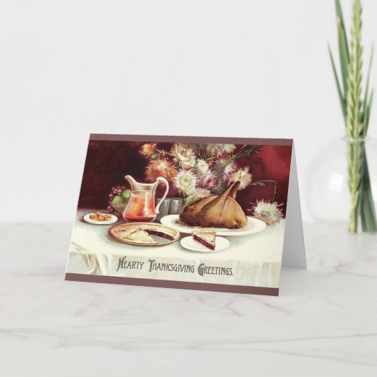 Carte de voeux pour le dîner de Thanksgiving vinta (Devant)