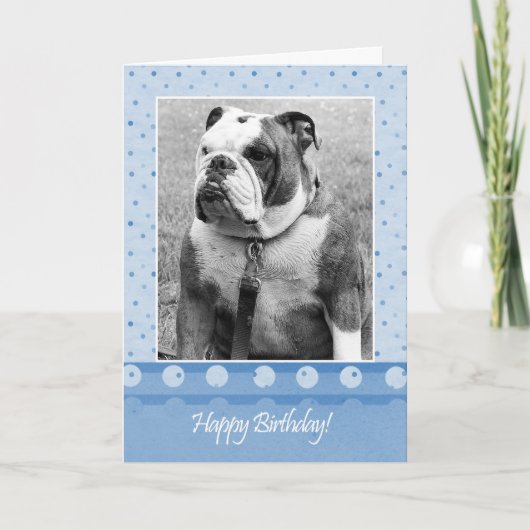 Carte de voeux pour le joyeux Bulldog Birthday Blu (Devant)