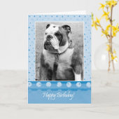 Carte de voeux pour le joyeux Bulldog Birthday Blu (Fleur jaune)
