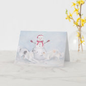 Carte de voeux pour le loup de chien russe de Borz (Fleur jaune)