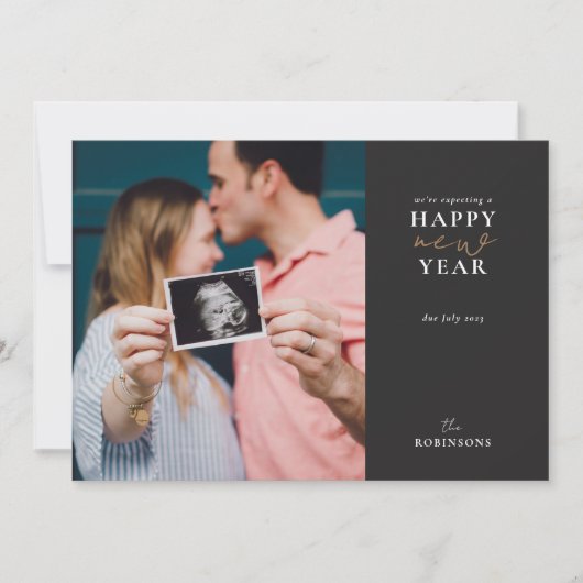 Carte de vœux pour le Nouvel An avec annonce de gr (Devant)