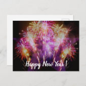 Carte de vœux pour le Nouvel An avec feux d'artifi (Devant / Derrière)