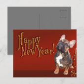 Carte de vœux pour le Nouvel An Bouledogue françai (Devant / Derrière)