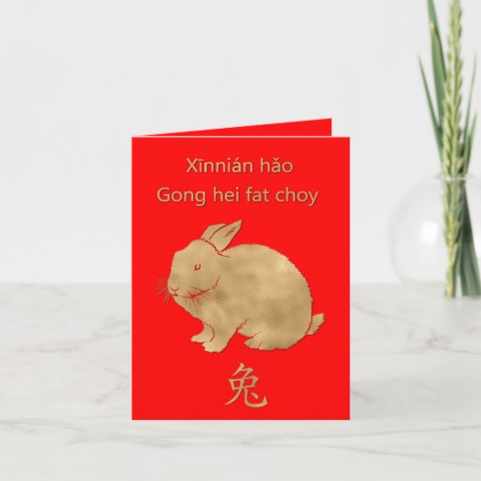 Carte de voeux pour le Nouvel An chinois de lapin (Devant)